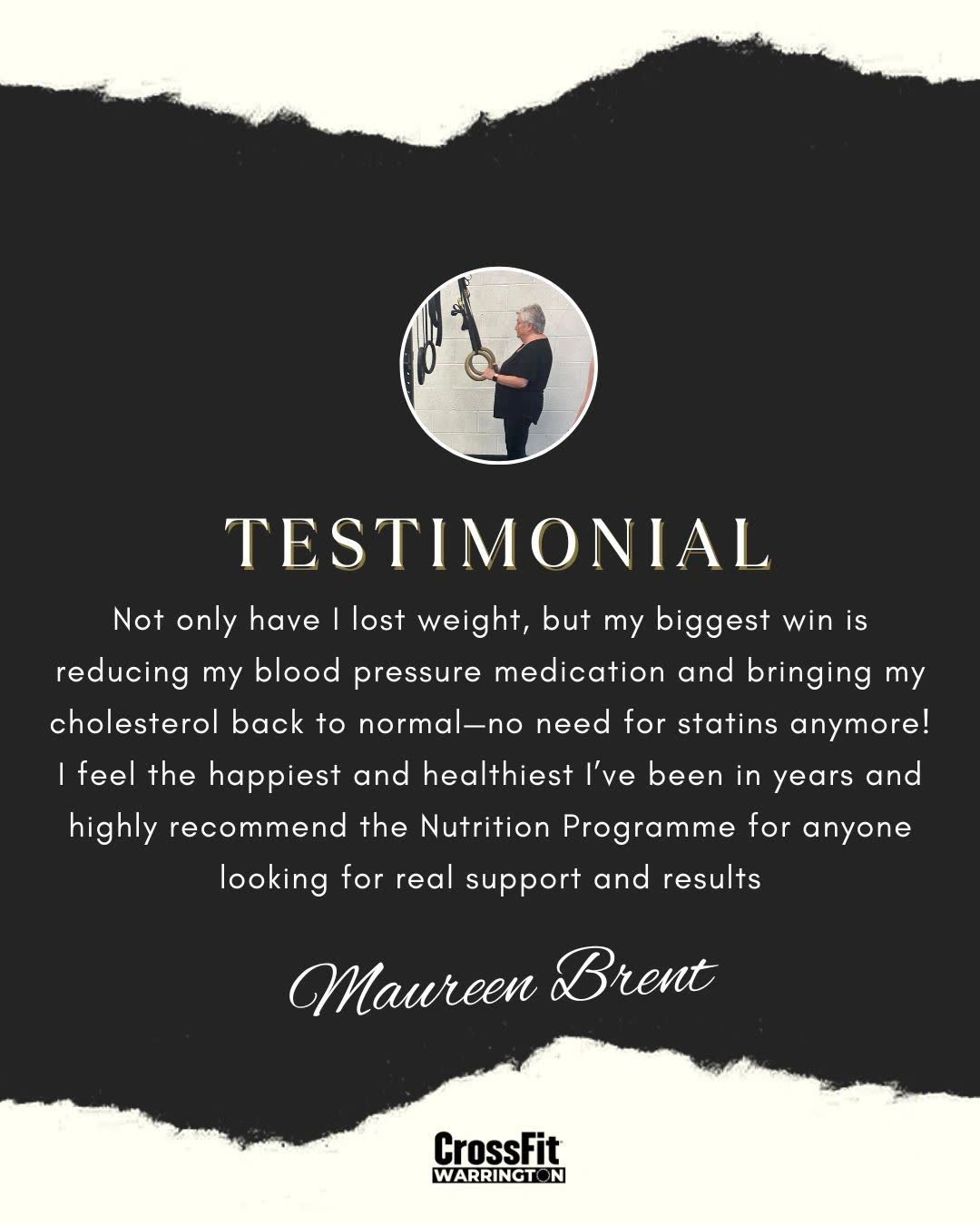 Testimonial from Maureen Brent: she lost weight, reduced her blood pressure medication and brought her cholesterol back to normal