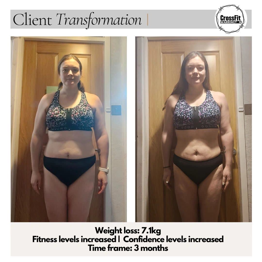 Client transformation photos, before and after: 7.1kg lost in 3 months